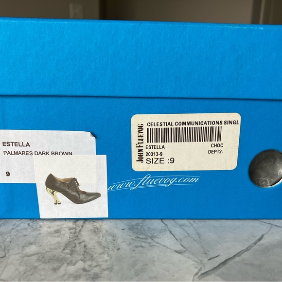 John Fluevog Estella Gold Scroll Heels - Picture 6 of 16